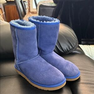 Blue Suede Shearling UGG  Lined Winter Boots